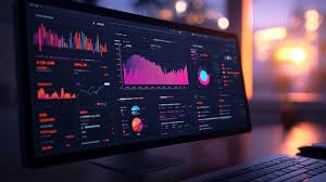 Modern analytics dashboard on a sleek monitor